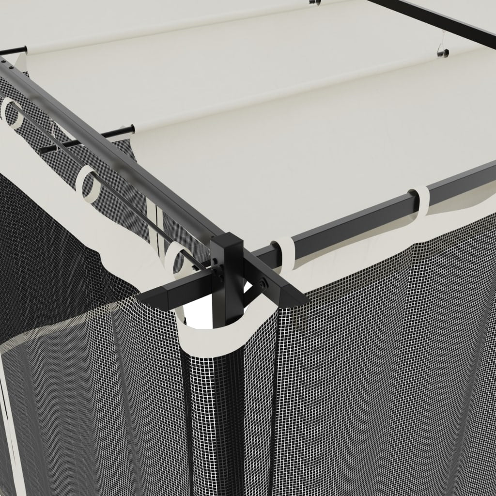 Gazebo con Pareti in Rete Crema 6x3 m in Acciaio | homemem39