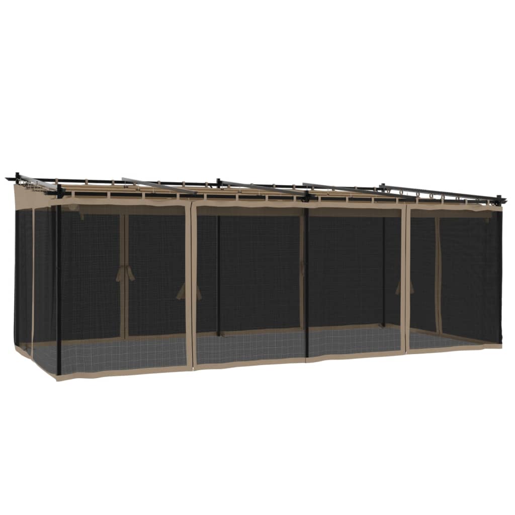 Gazebo con Pareti in Rete Tortora 6x3 m in Acciaio | homemem39