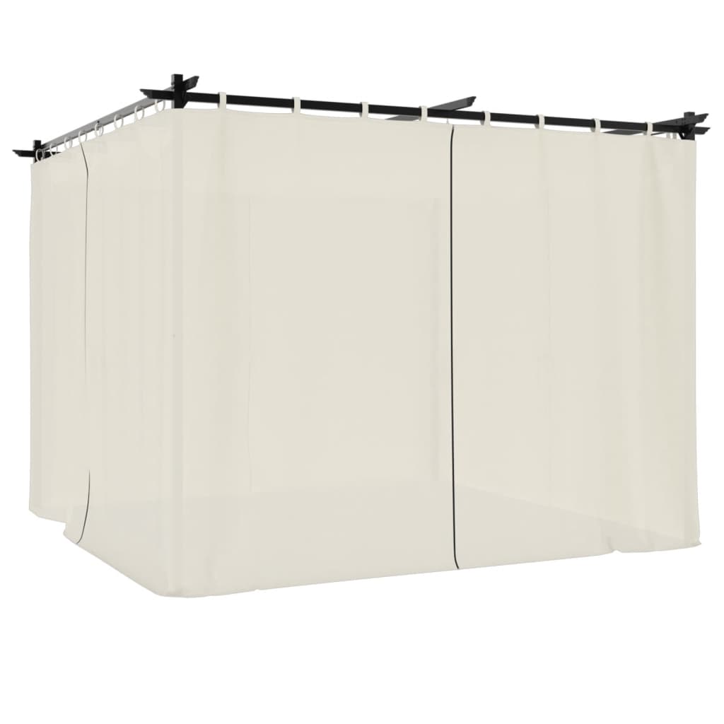 Gazebo con Tende Crema 3x3 m in Acciaio | homemem39