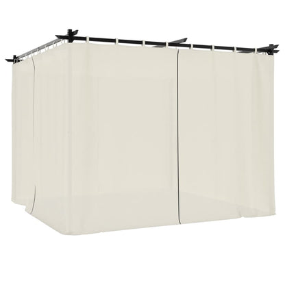 Gazebo con Tende Crema 3x3 m in Acciaio | homemem39