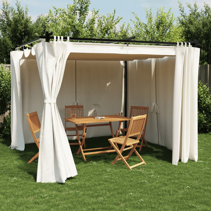 Gazebo con Tende Crema 3x3 m in Acciaio | homemem39