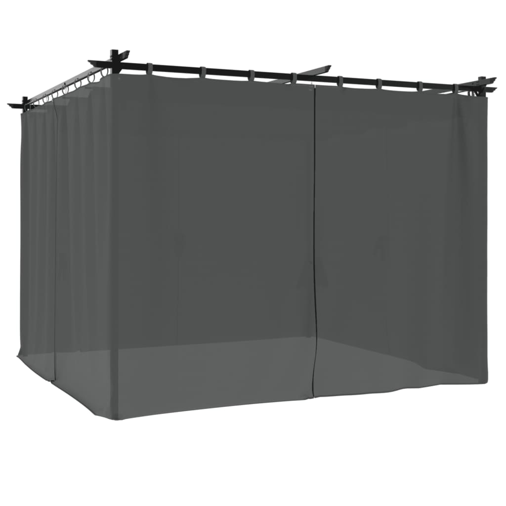 Gazebo con Tende Antracite 3x3 m in Acciaio | homemem39