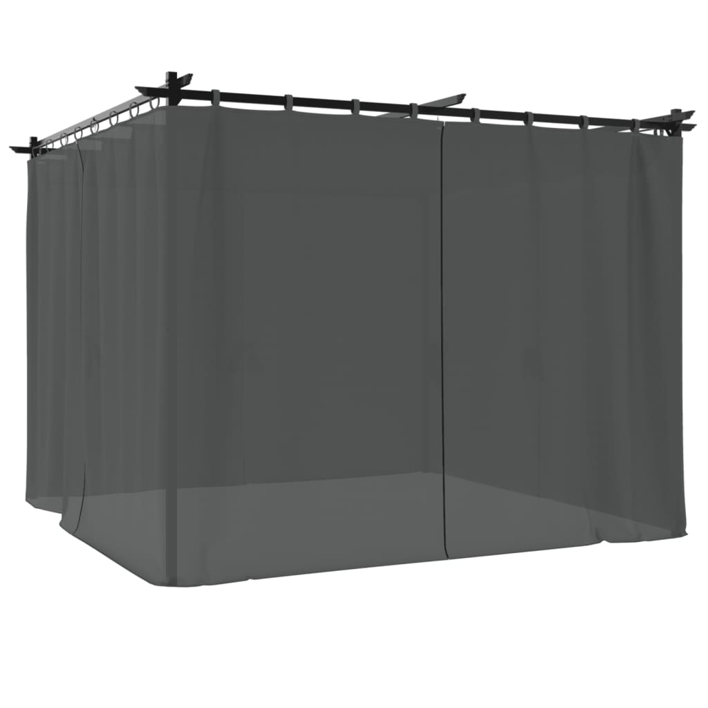 Gazebo con Tende Antracite 3x3 m in Acciaio | homemem39