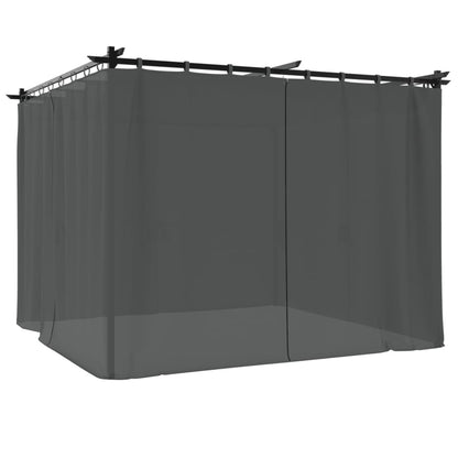 Gazebo con Tende Antracite 3x3 m in Acciaio | homemem39