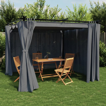 Gazebo con Tende Antracite 3x3 m in Acciaio | homemem39