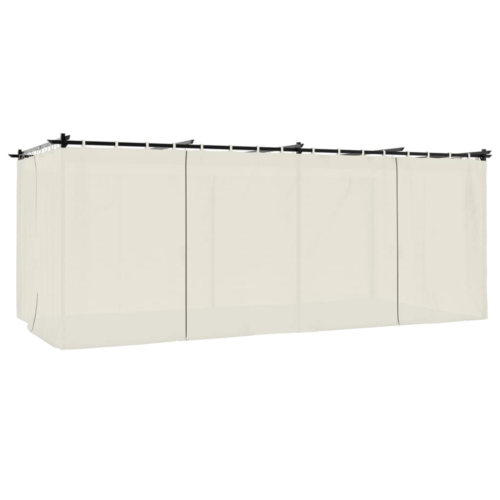 Gazebo con Tende Crema 6x3 m in Acciaio | homemem39