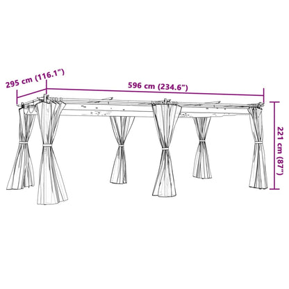 Gazebo con Tende Crema 6x3 m in Acciaio | homemem39