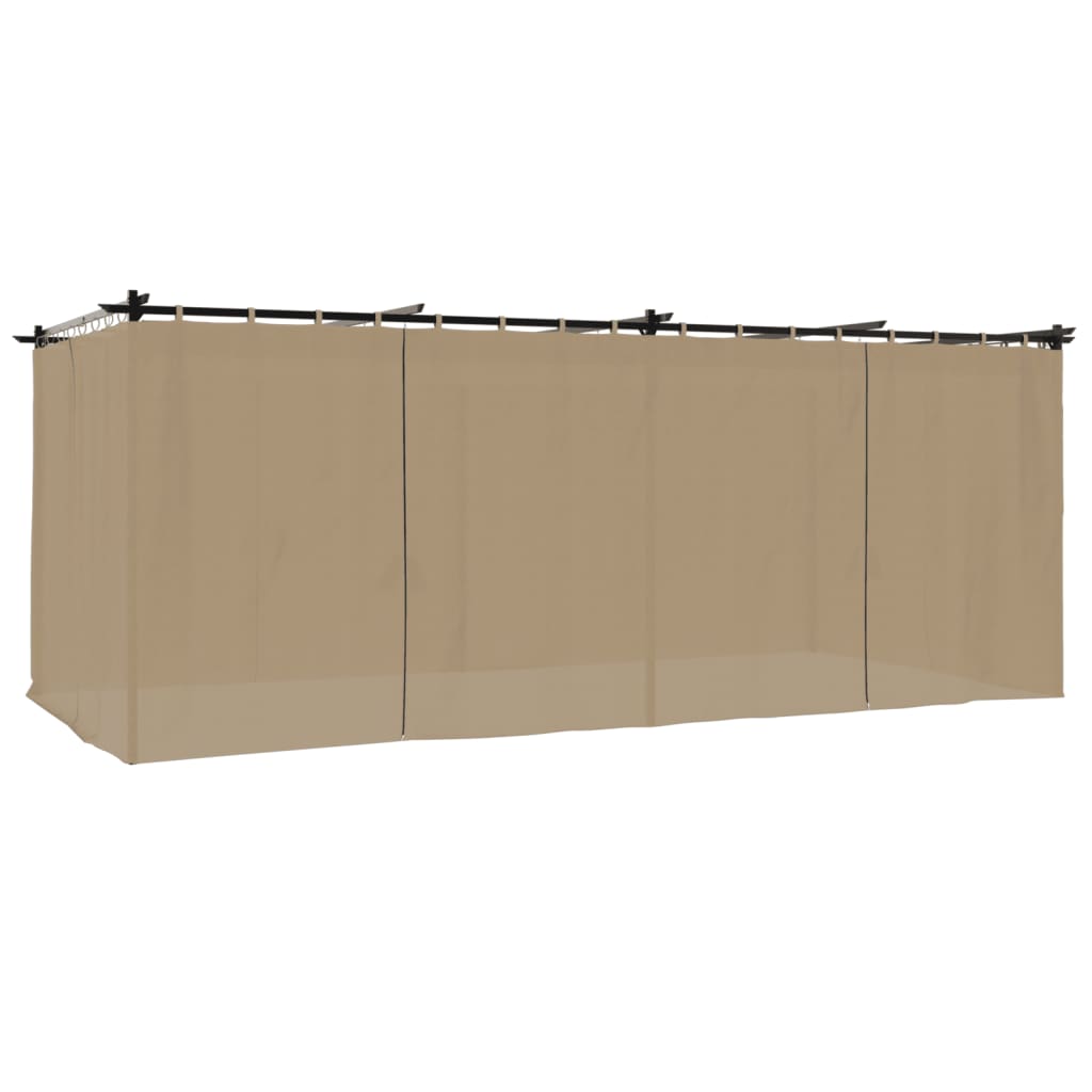Gazebo con Tende Tortora 6x3 m in Acciaio | homemem39