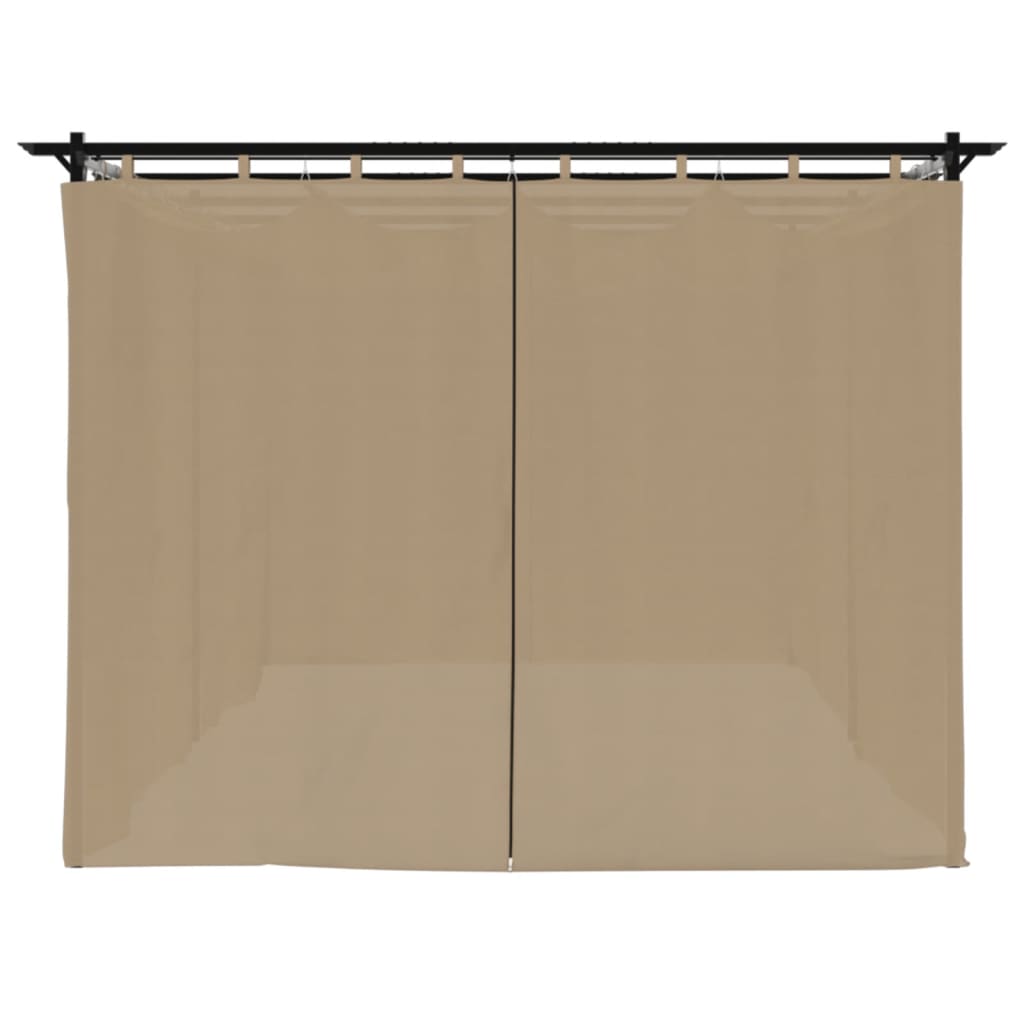 Gazebo con Tende Tortora 6x3 m in Acciaio | homemem39