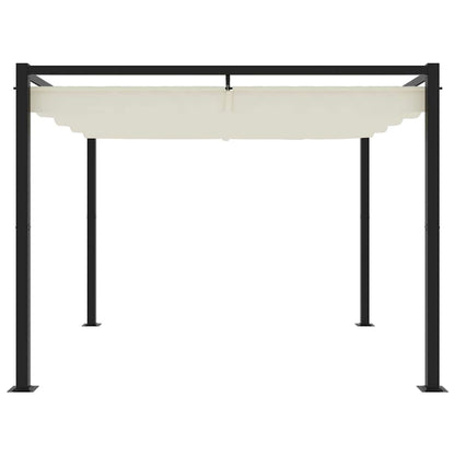 Gazebo da Giardino con Tetto Retrattile Crema 3x3m in Acciaio | homemem39