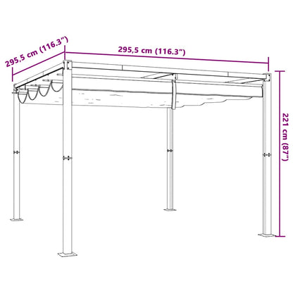 Gazebo da Giardino con Tetto Retrattile Antracite 3x3 m Acciaio