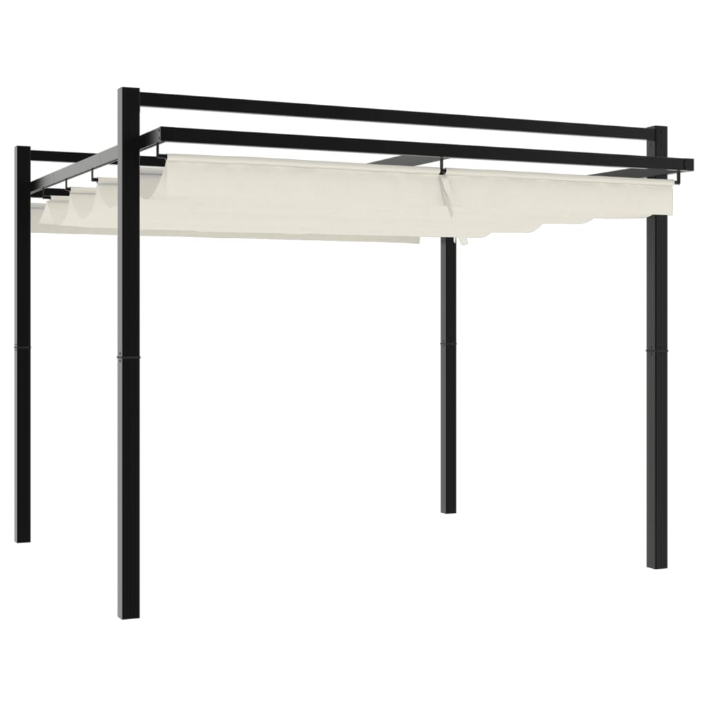 Gazebo da Giardino con Tetto Retrattile Crema 3x3m in Alluminio | homemem39