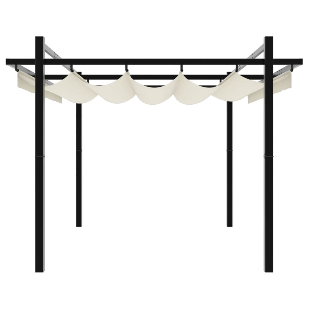 Gazebo da Giardino con Tetto Retrattile Crema 3x3m in Alluminio | homemem39