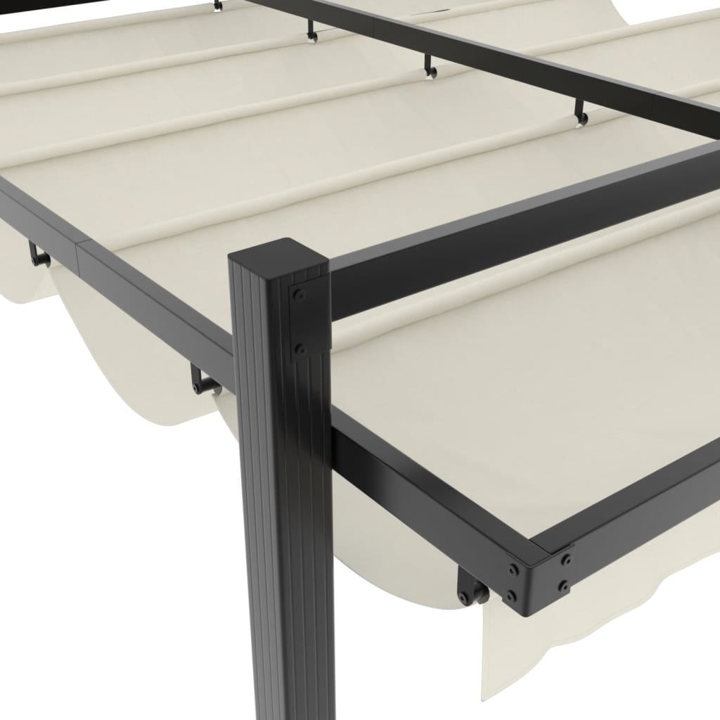 Gazebo da Giardino con Tetto Retrattile Crema 3x3m in Alluminio | homemem39
