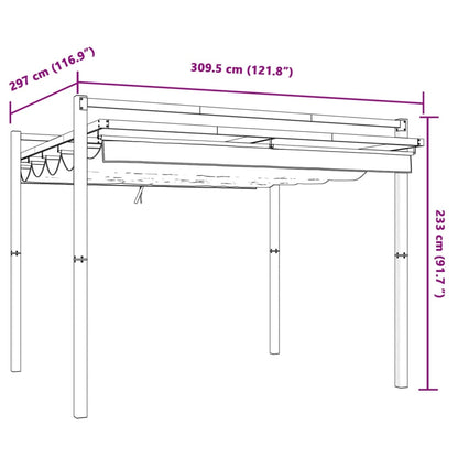 Gazebo da Giardino con Tetto Retrattile Crema 3x3m in Alluminio | homemem39