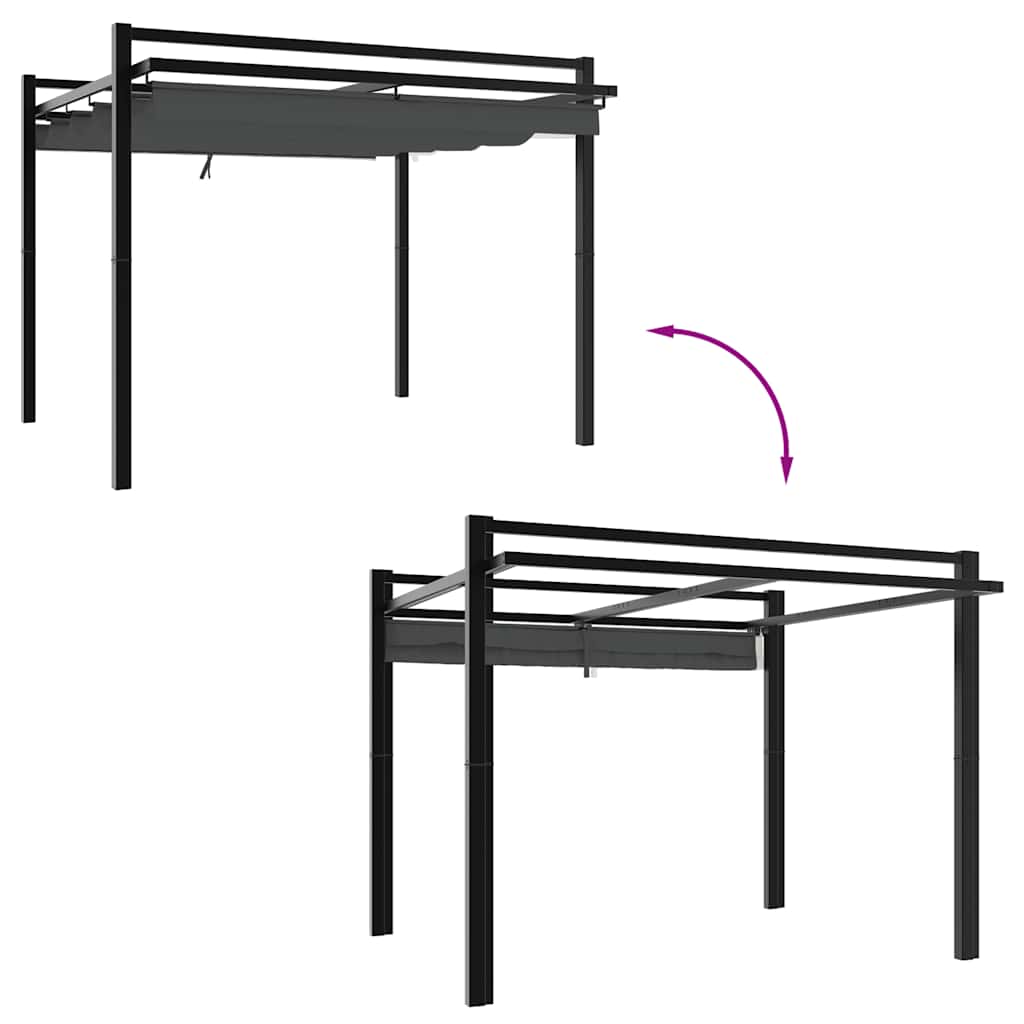Gazebo Giardino con Tetto Retrattile Antracite 3x3 m Alluminio | homemem39