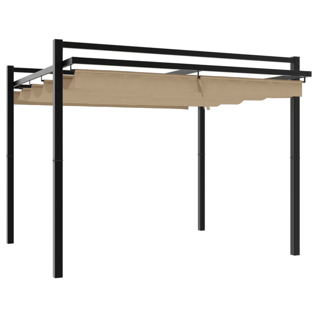 Gazebo da Giardino con Tetto Retrattile Tortora 3x3 m Alluminio | homemem39