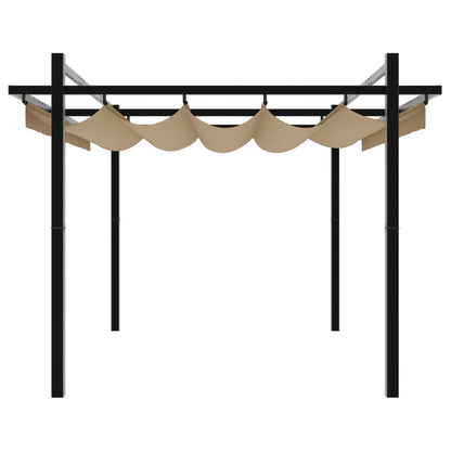 Gazebo da Giardino con Tetto Retrattile Tortora 3x3 m Alluminio | homemem39
