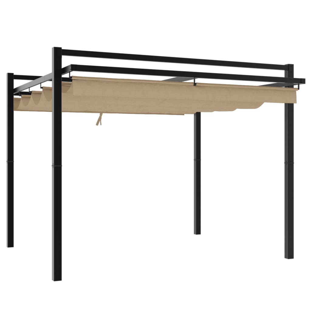 Gazebo da Giardino con Tetto Retrattile Tortora 3x3 m Alluminio | homemem39