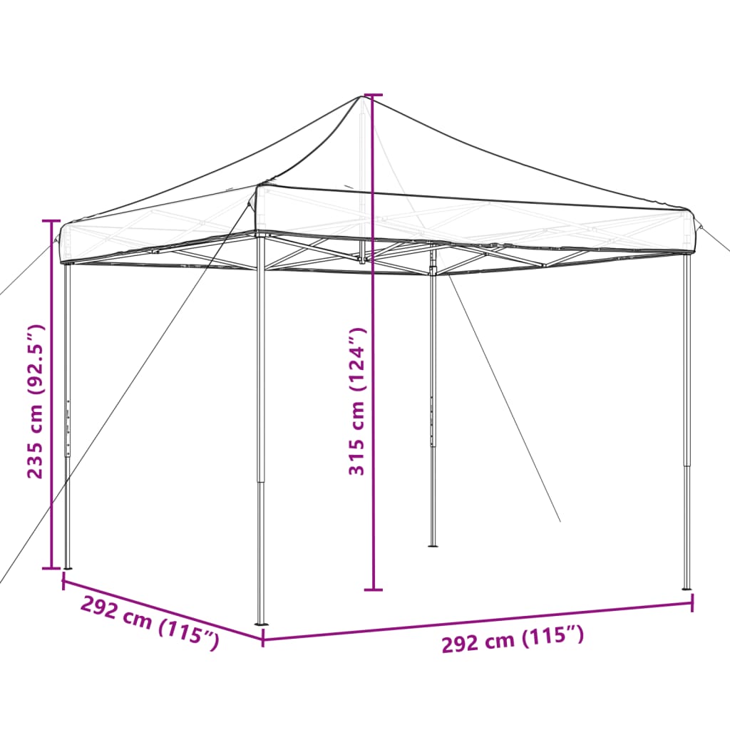 Tenda da Festa Pieghevole Pop-Up Nero 292x292x315 cm | homemem39