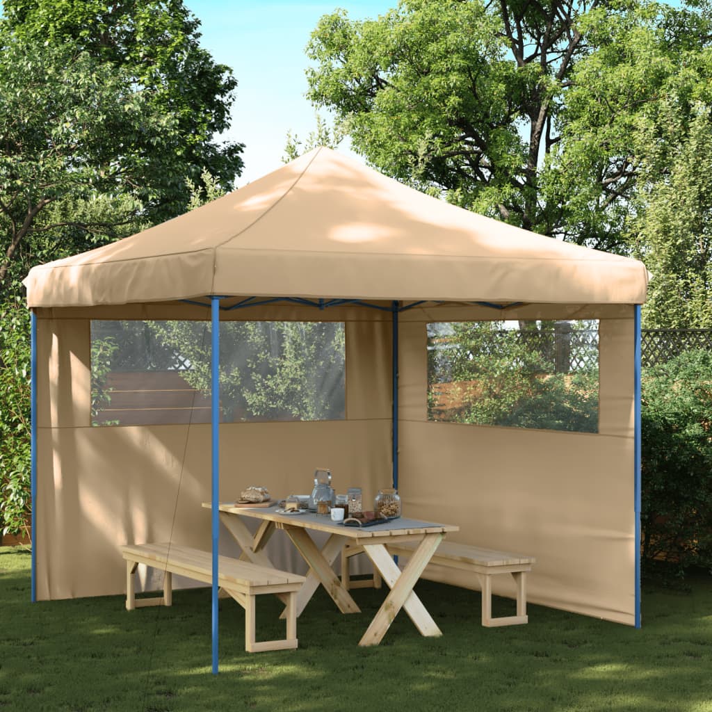 Tendone per Feste Pieghevole Pop-Up con 2 Pareti Beige - homemem39