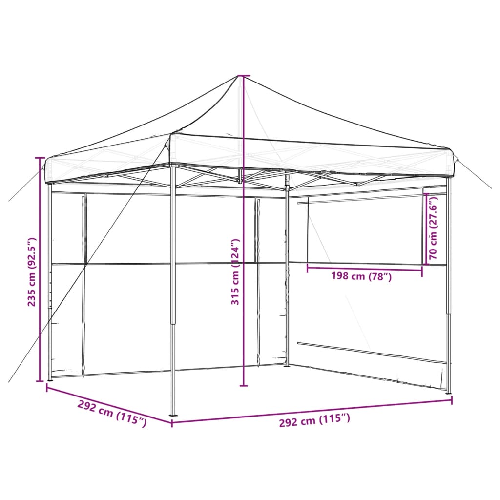 Tendone per Feste Pieghevole Pop-Up con 2 Pareti Tortora | homemem39