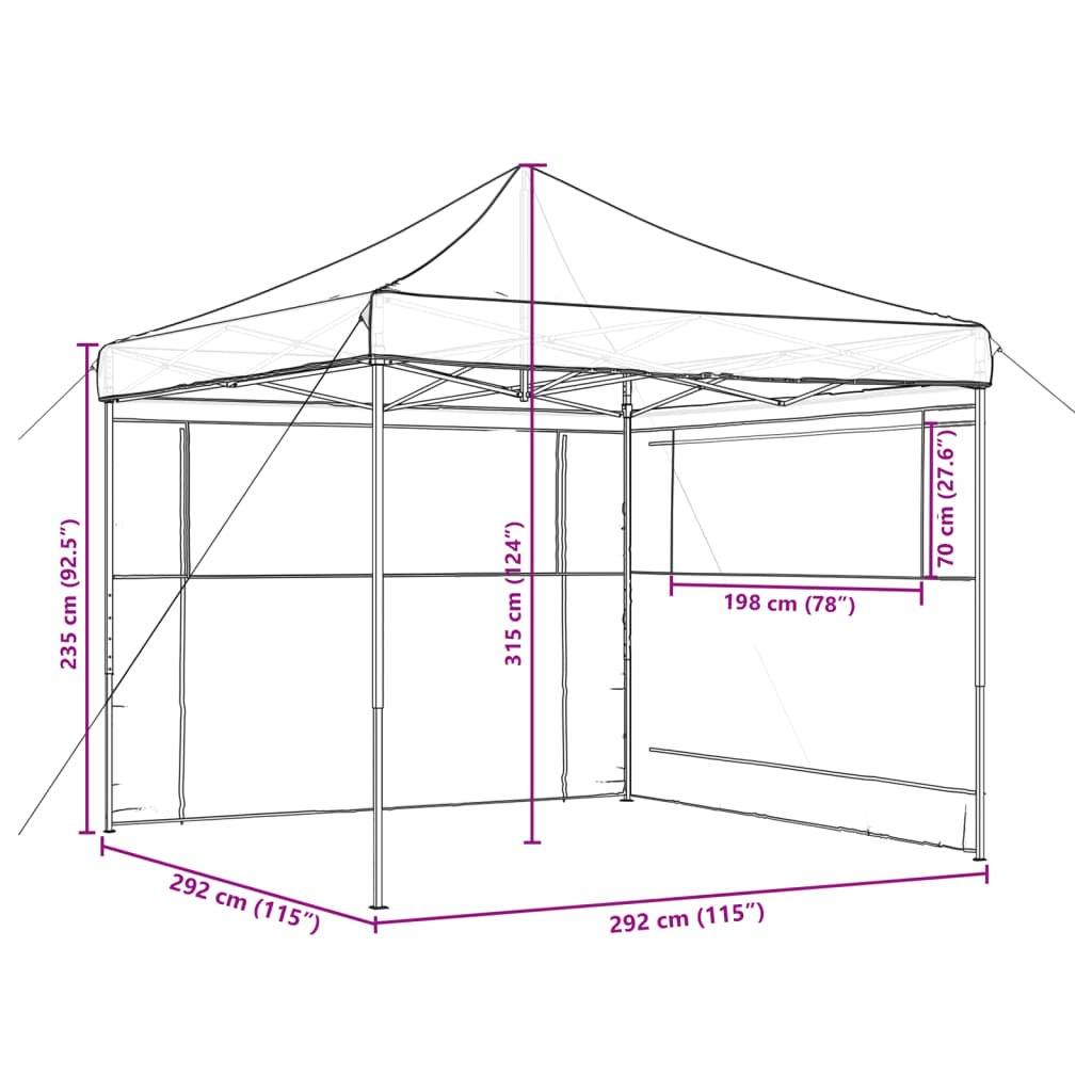 Tendone per Feste Pieghevole Pop-Up con 2 Pareti Marrone | homemem39