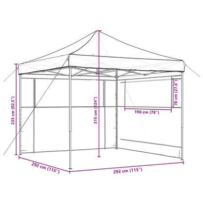 Tendone per Feste Pieghevole Pop-Up con 2 Pareti Marrone | homemem39
