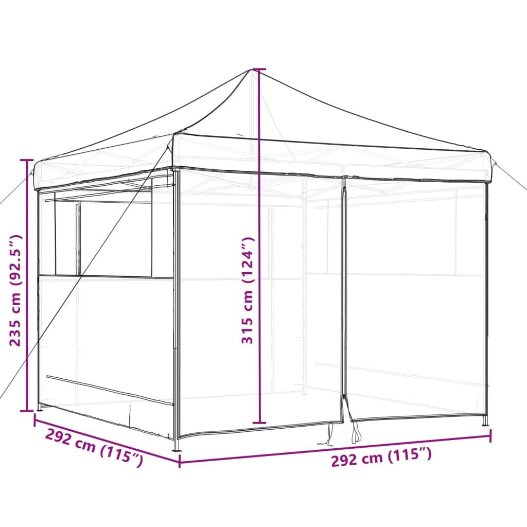 Tendone per Feste Pieghevole Pop-Up con 4 Pareti Bordò | homemem39