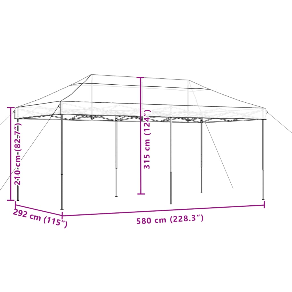Tenda da Festa Pieghevole Pop-Up Tortora 580x292x315 cm - homemem39