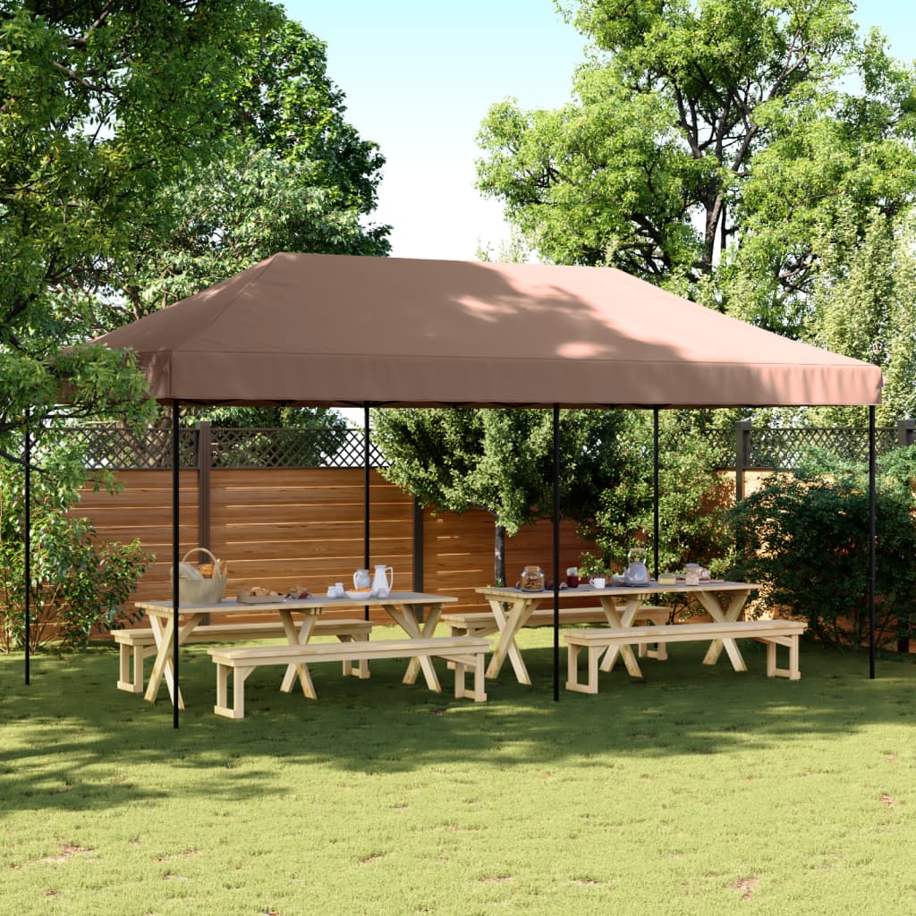 Tenda da Festa Pieghevole Pop-Up Tortora 580x292x315 cm | homemem39