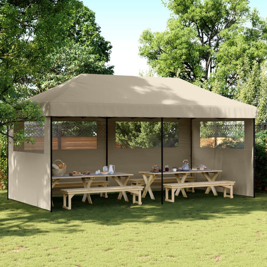 Tendone per Feste Pieghevole Pop-Up con 3 Pareti Tortora | homemem39