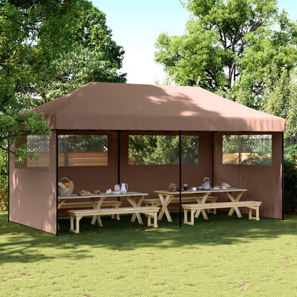 Tendone per Feste Pieghevole Pop-Up con 3 Pareti Marrone | homemem39
