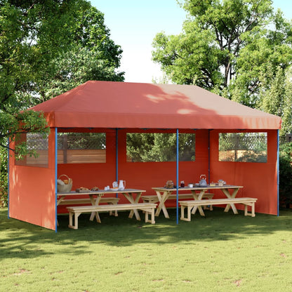 Tendone per Feste Pieghevole Pop-Up con 3 Pareti Terracotta | homemem39