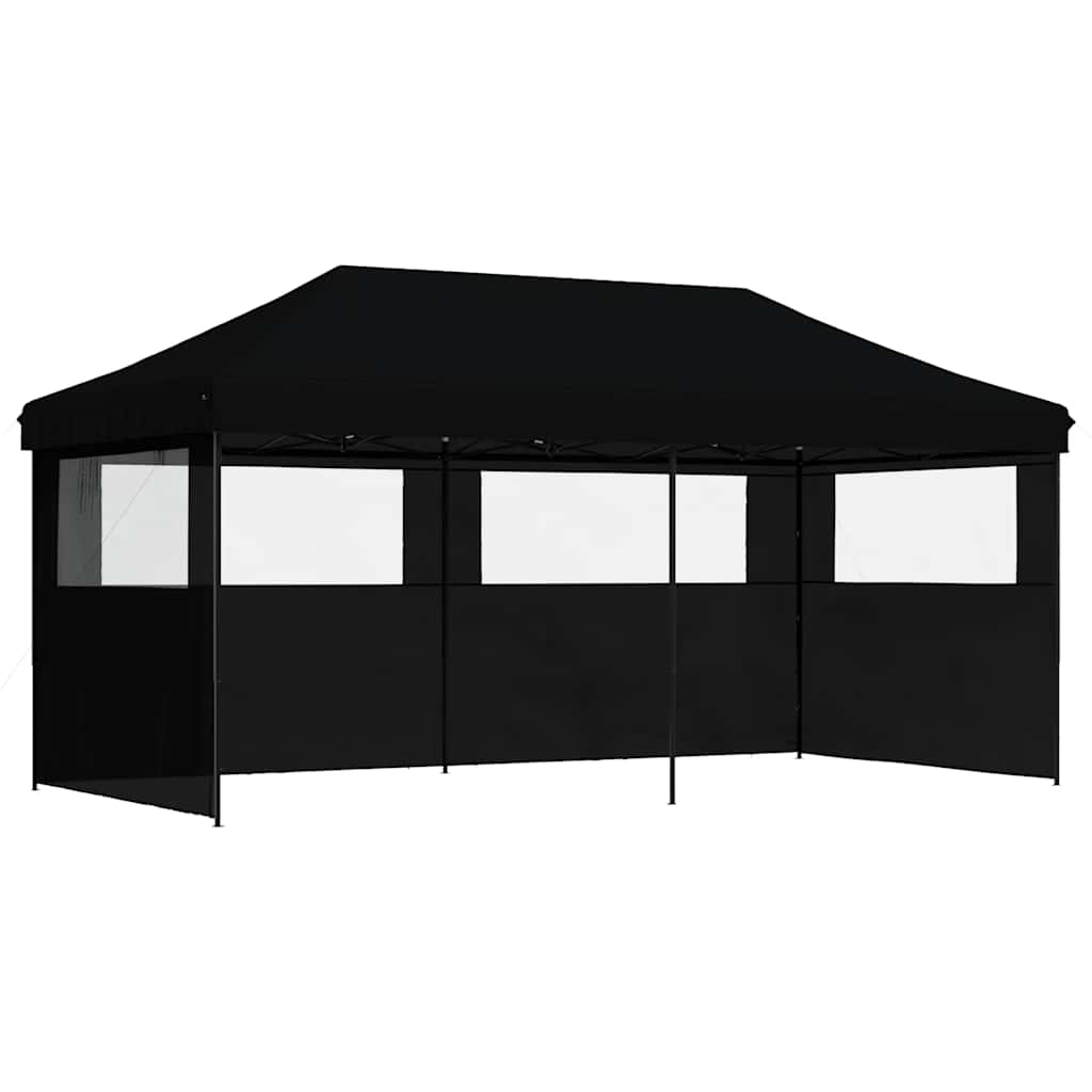 Tendone per Feste Pieghevole Pop-Up con 3 Pareti Nero | homemem39