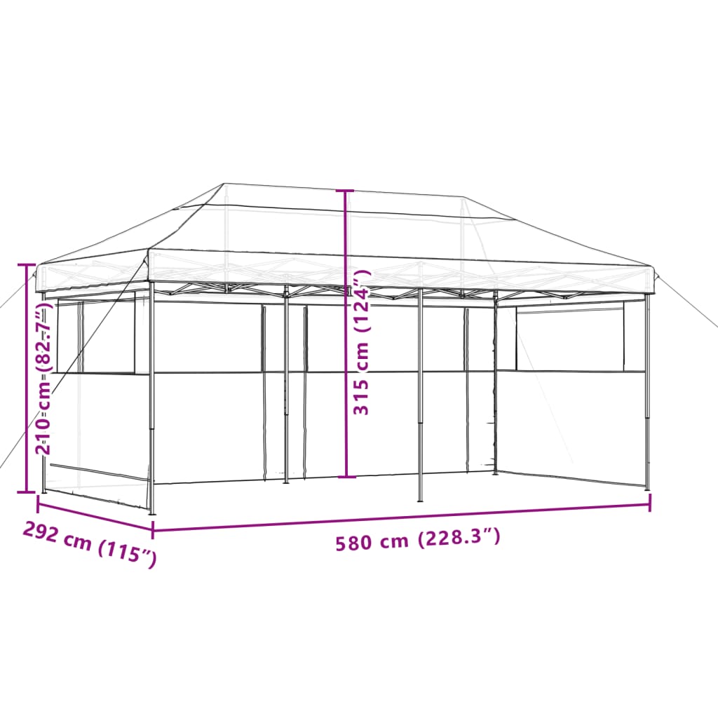 Tendone per Feste Pieghevole Pop-Up con 3 Pareti Nero | homemem39