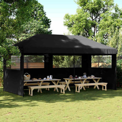 Tendone per Feste Pieghevole Pop-Up con 3 Pareti Nero | homemem39