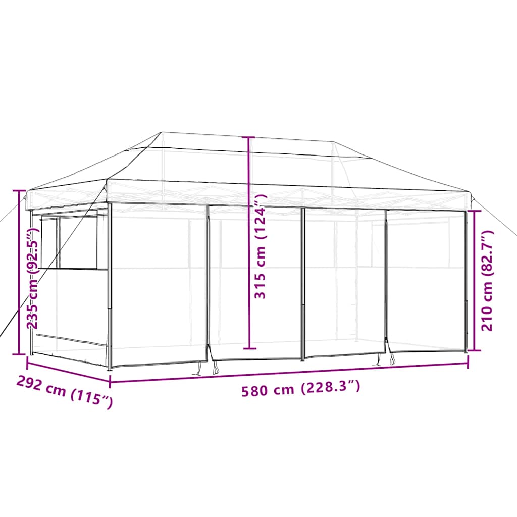 Tendone per Feste Pieghevole Pop-Up con 4 Pareti Arancione | homemem39