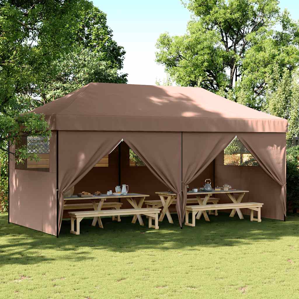 Tendone per Feste Pieghevole Pop-Up con 4 Pareti Marrone | homemem39