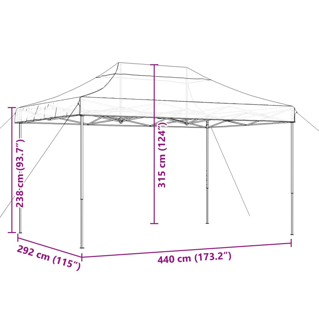 Tenda da Festa Pieghevole Pop-Up Nero 292x292x315 cm - homemem39