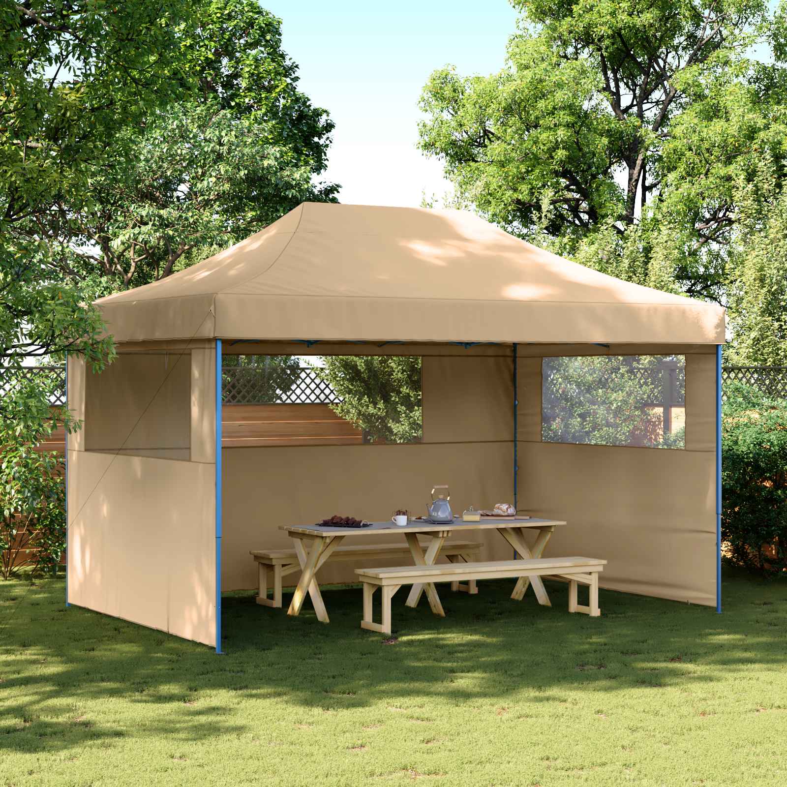 Tendone per Feste Pieghevole Pop-Up con 3 Pareti Beige | homemem39