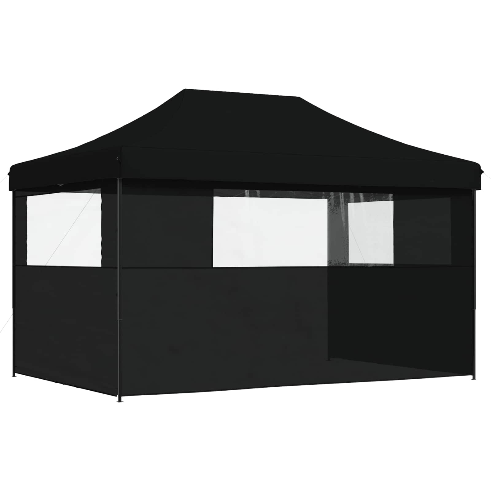 Tendone per Feste Pieghevole Pop-Up con 3 Pareti Nero | homemem39