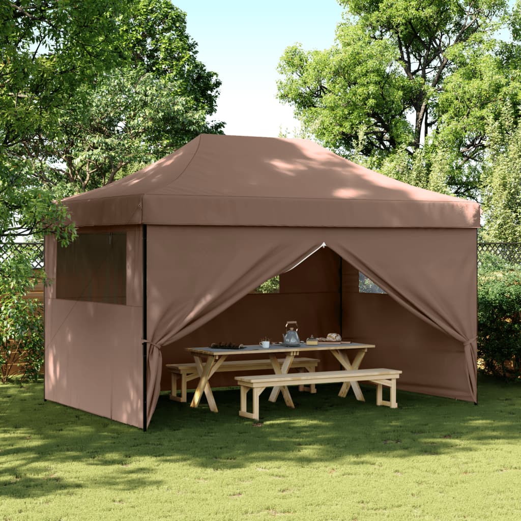 Tendone per Feste Pieghevole Pop-Up con 4 Pareti Marrone | homemem39