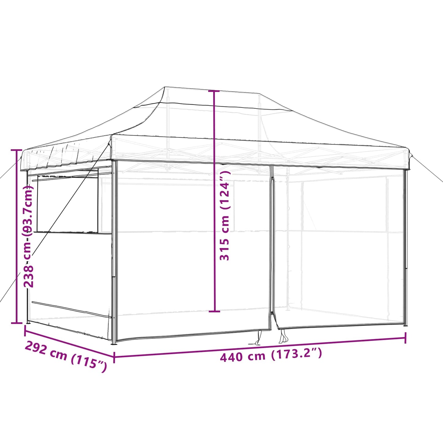 Tendone per Feste Pieghevole Pop-Up con 4 Pareti Terracotta | homemem39