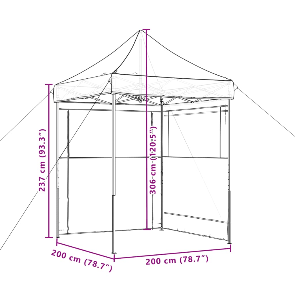 Tendone per Feste Pieghevole Pop-Up con 2 Pareti Tortora | homemem39