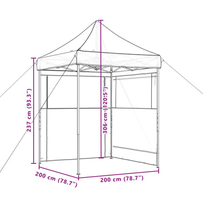 Tendone per Feste Pieghevole Pop-Up con 2 Pareti Tortora | homemem39