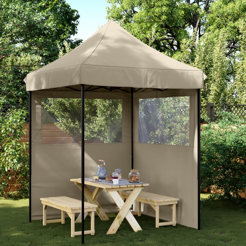 Tendone per Feste Pieghevole Pop-Up con 2 Pareti Tortora | homemem39