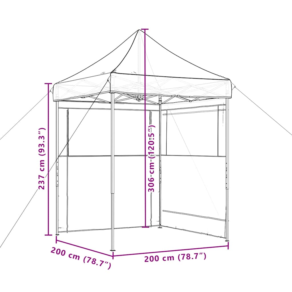 Tendone per Feste Pieghevole Pop-Up con 2 Pareti Nero | homemem39