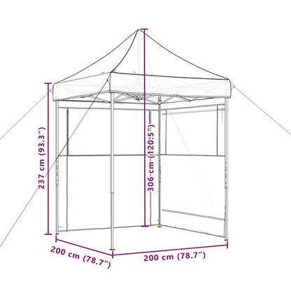 Tendone per Feste Pieghevole Pop-Up con 2 Pareti Nero | homemem39