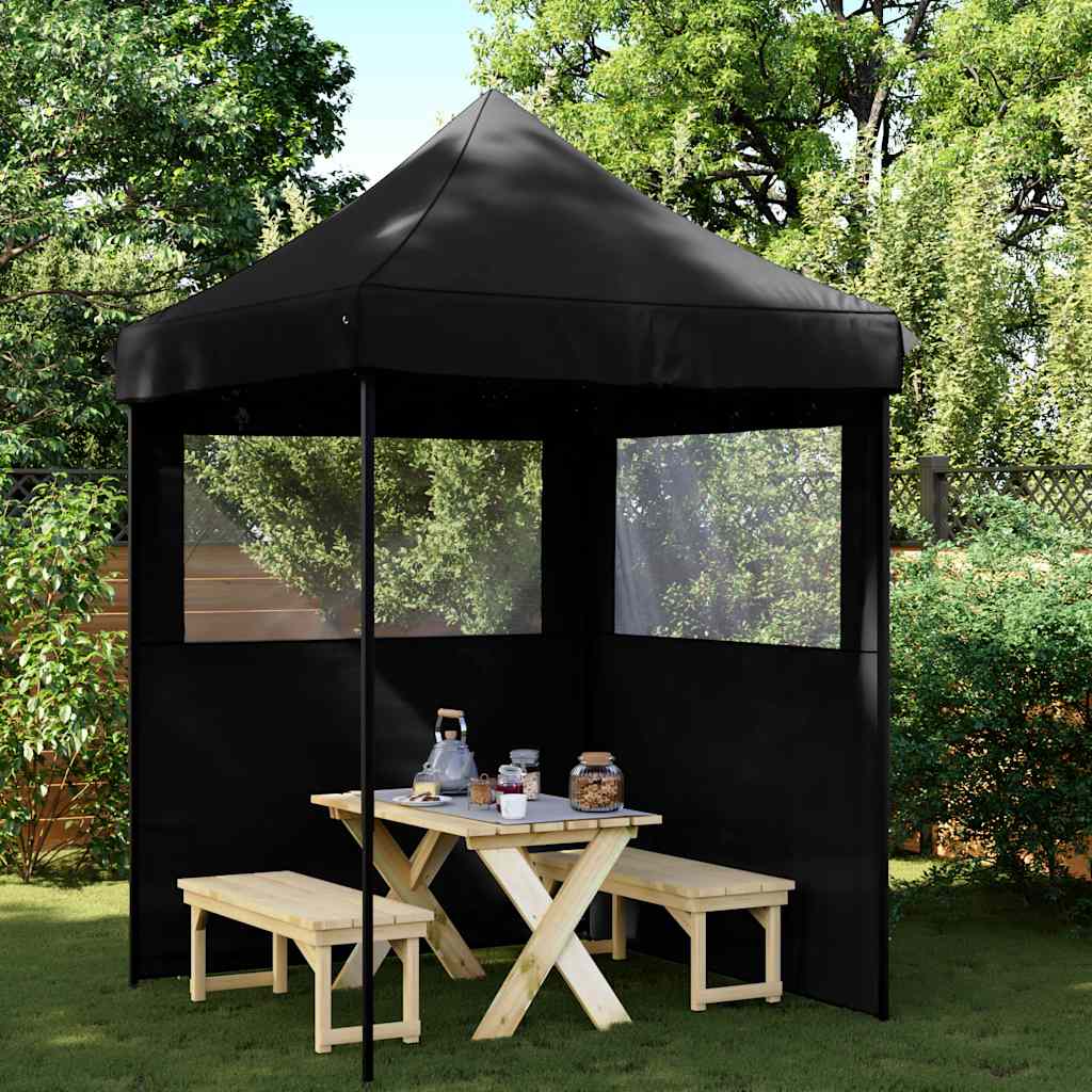 Tendone per Feste Pieghevole Pop-Up con 2 Pareti Nero | homemem39